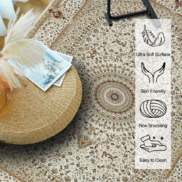 Ameha Turkish Willow Beige Cashmere  Rugs Non Slip Area Rug Living Room Bedroom Large Mats 80 X 150 Cm - thumbnail 3