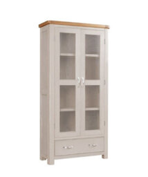 Buttercup Farm Bologna Painted Display Cabinet With Glass Doors - D37 X W90 X H180 Cm - Oak
