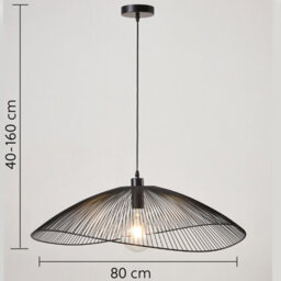 Harper Living Contemporary Large Black Pendant Ceiling Light. Decorative Shade With Curved Metal Threads, 80Cm Diameter  Adjustable Height - thumbnail 4