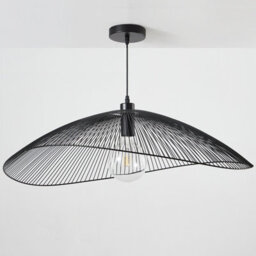Harper Living Contemporary Large Black Pendant Ceiling Light. Decorative Shade With Curved Metal Threads, 80Cm Diameter  Adjustable Height - thumbnail 3