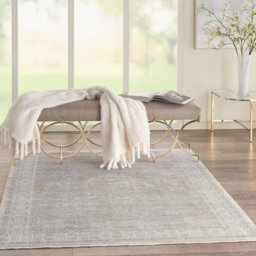 Cream Grey Traditional Luxurious Bordered Floral Rug Easy To Clean Living Room And Bedroom-259Cm X 351Cm - thumbnail 2