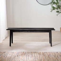 Furniturebox Uk Lynton Large Black Wooden Dining Table & 2 Benches - thumbnail 7