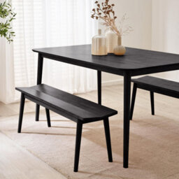 Furniturebox Uk Lynton Large Black Wooden Dining Table & 2 Benches - thumbnail 5