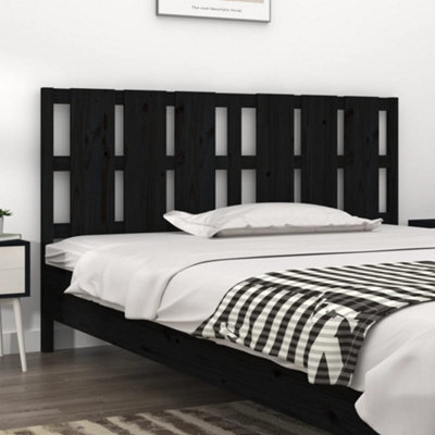 Berkfield Bed Headboard Black 185.5X4X100 Cm Solid Wood Pine - image 1