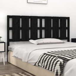 Berkfield Bed Headboard Black 185.5X4X100 Cm Solid Wood Pine - thumbnail 3