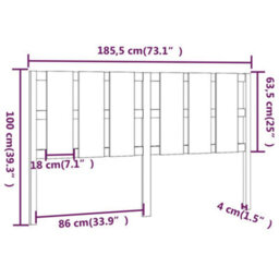 Berkfield Bed Headboard Black 185.5X4X100 Cm Solid Wood Pine - thumbnail 6