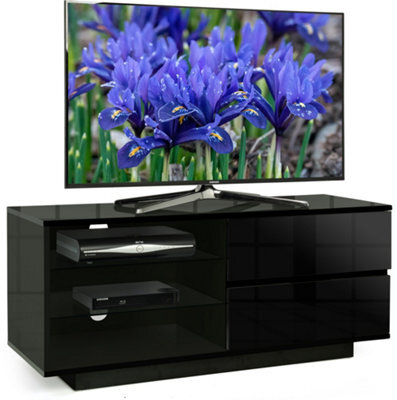 "Centurion Supports Gallus Gloss Black With 2-Black Drawers And 2 Shelves Up To 55""led, Lcd, Plasma Cabinet Tv Stand" - image 1