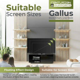 "Centurion Supports Gallus Gloss Black With 2-Black Drawers And 2 Shelves Up To 55""led, Lcd, Plasma Cabinet Tv Stand" - thumbnail 2