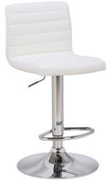 Lamboro Florentino Single Leather Kitchen Bar Stool, Chrome Footrest, Adjustable Swivel Gas Lift, Breakfast Bar & Home Barstool, White - thumbnail 1
