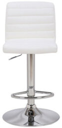 Lamboro Florentino Single Leather Kitchen Bar Stool, Chrome Footrest, Adjustable Swivel Gas Lift, Breakfast Bar & Home Barstool, White - thumbnail 3