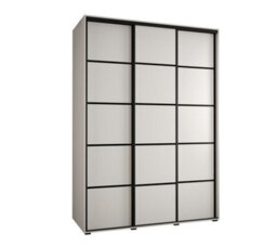 Arte Cannes Iv Modern White Sliding Door Wardrobe 1700mm H2050mm D600mm With Black Steel Handles And Decorative Strips - thumbnail 1