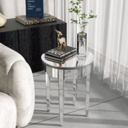 Artloge Glass Mirrored Side Table Easy Assembly End Table For Living Room And Bedroom - thumbnail 5
