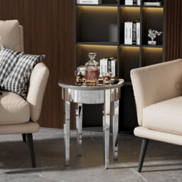 Artloge Glass Mirrored Side Table Easy Assembly End Table For Living Room And Bedroom - thumbnail 6
