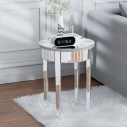 Artloge Glass Mirrored Side Table Easy Assembly End Table For Living Room And Bedroom - thumbnail 1