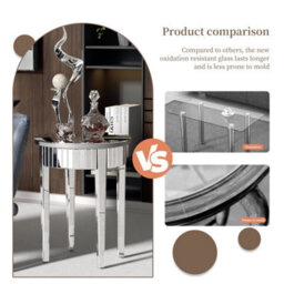 Artloge Glass Mirrored Side Table Easy Assembly End Table For Living Room And Bedroom - thumbnail 4