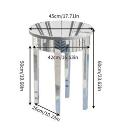 Artloge Glass Mirrored Side Table Easy Assembly End Table For Living Room And Bedroom - thumbnail 2