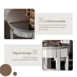 Artloge Glass Mirrored Side Table Easy Assembly End Table For Living Room And Bedroom - thumbnail 3