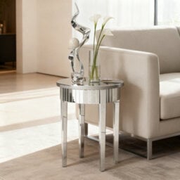 Artloge Glass Mirrored Side Table Easy Assembly End Table For Living Room And Bedroom - thumbnail 9