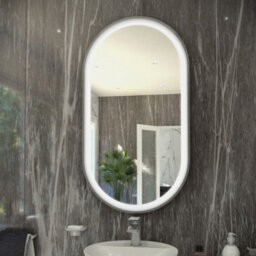 RAK Ceramics Rak Art Oval Illuminated Led Bathroom Mirror With Touch Sensor & Demister Pad - 450 X 1000mm, Brushed Nickel - thumbnail 1