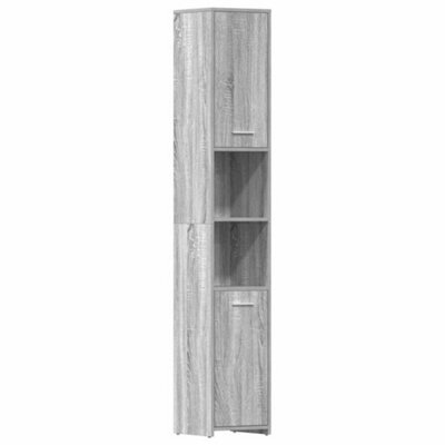 Berkfield Durable Bathroom Cabinet Grey Sonoma 30X30X183.5 Cm Engineered Wood