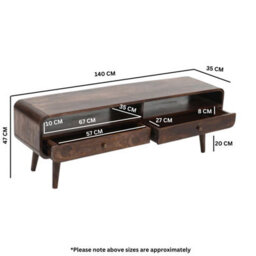 Aertona Dark Mango Wood Large Tv Stand With 2 Drawers - thumbnail 6