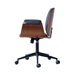 Nordlys Wood And Black Faux Leather Adjustable Office Chair Modern Design Style Bedroom - thumbnail 8