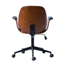Nordlys Wood And Black Faux Leather Adjustable Office Chair Modern Design Style Bedroom - thumbnail 9