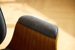 Nordlys Wood And Black Faux Leather Adjustable Office Chair Modern Design Style Bedroom - thumbnail 7