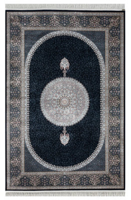 MiHOMEUK Minyatur Premium Quality V0205A Navy Abstract Modern Turkish Area Rug - 80 X 150 Cm - image 1