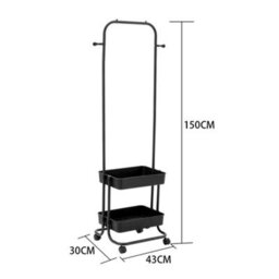 Living And Home Black Nordic-Style Double-Layered Modern Floor-Standing Clothes Rack For Home Bedrooms, 43Cm (W) X 30Cm (D) X 150Cm (H) - thumbnail 9