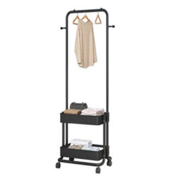 Living And Home Black Nordic-Style Double-Layered Modern Floor-Standing Clothes Rack For Home Bedrooms, 43Cm (W) X 30Cm (D) X 150Cm (H) - thumbnail 4