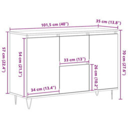 Vidaxl Sideboard Sonoma Oak 101.5X35X70 Cm Engineered Wood - thumbnail 3