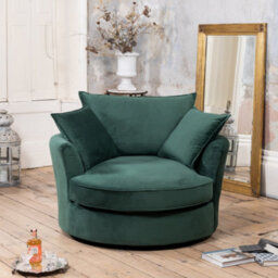 Havana Velvet Fabric Swivel Based Base Cuddle Chair - Green