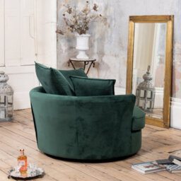 Havana Velvet Fabric Swivel Based Base Cuddle Chair - Green - thumbnail 5