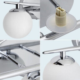 Long Life Lamps Company Modern Indoor 4 Frosted Glass Globe Scone Chrome Wall Light H3081 With Led G9 Warm White - thumbnail 4