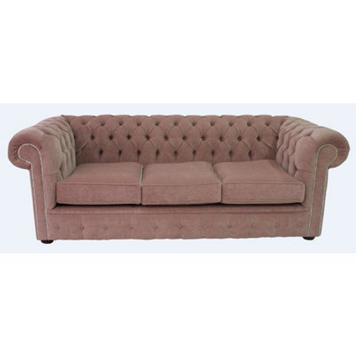 Chesterfield Handmade 3 Seater Sofa Settee Pimlico Rose Red Fabric In Classic Style - image 1