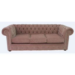Chesterfield Handmade 3 Seater Sofa Settee Pimlico Rose Red Fabric In Classic Style - thumbnail 1