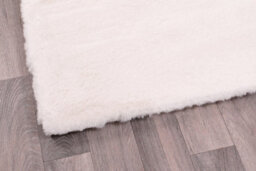 Faux Fur Ivory Plain Shaggy Modern Easy To Clean Polyester Rug For Living Room And Bedroom-150Cm X 200Cm - thumbnail 4