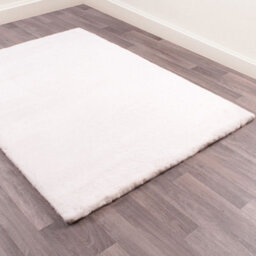 Faux Fur Ivory Plain Shaggy Modern Easy To Clean Polyester Rug For Living Room And Bedroom-150Cm X 200Cm - thumbnail 2