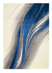 Blue And Grey Funky Luxurious Modern Easy To Clean Abstract Viscose Wool Rug For Living Room, Bedroom - 236Cm X 297Cm - thumbnail 6
