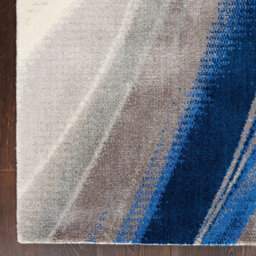 Blue And Grey Funky Luxurious Modern Easy To Clean Abstract Viscose Wool Rug For Living Room, Bedroom - 236Cm X 297Cm - thumbnail 5