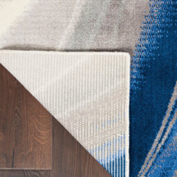 Blue And Grey Funky Luxurious Modern Easy To Clean Abstract Viscose Wool Rug For Living Room, Bedroom - 236Cm X 297Cm - thumbnail 4