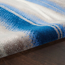 Blue And Grey Funky Luxurious Modern Easy To Clean Abstract Viscose Wool Rug For Living Room, Bedroom - 236Cm X 297Cm - thumbnail 3