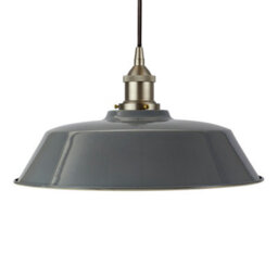 French Grey Chancery Painted Dome Pendant Light With Brushed Chrome Lamp Holder And Black Round Cable - Se Home