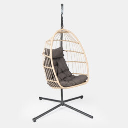 Ohs Folding Hanging Egg Chair Outdoor Garden Patio Swing Pod Seat - Natural - thumbnail 7