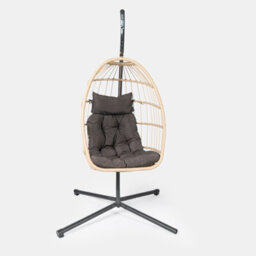 Ohs Folding Hanging Egg Chair Outdoor Garden Patio Swing Pod Seat - Natural - thumbnail 3