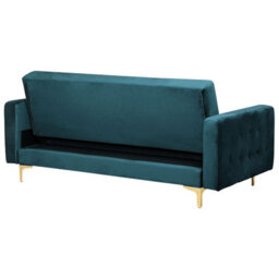 Beliani Sofa Bed 3 Seater Aberdeen Velvet Teal - thumbnail 6