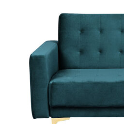 Beliani Sofa Bed 3 Seater Aberdeen Velvet Teal - thumbnail 7