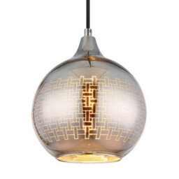Luminosa Lighting Luminosa Lourdes Dome Pendant Ceiling Light White Ball Chromed Glass Shade 1X E27 - thumbnail 3
