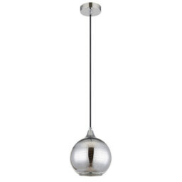 Luminosa Lighting Luminosa Lourdes Dome Pendant Ceiling Light White Ball Chromed Glass Shade 1X E27 - thumbnail 2